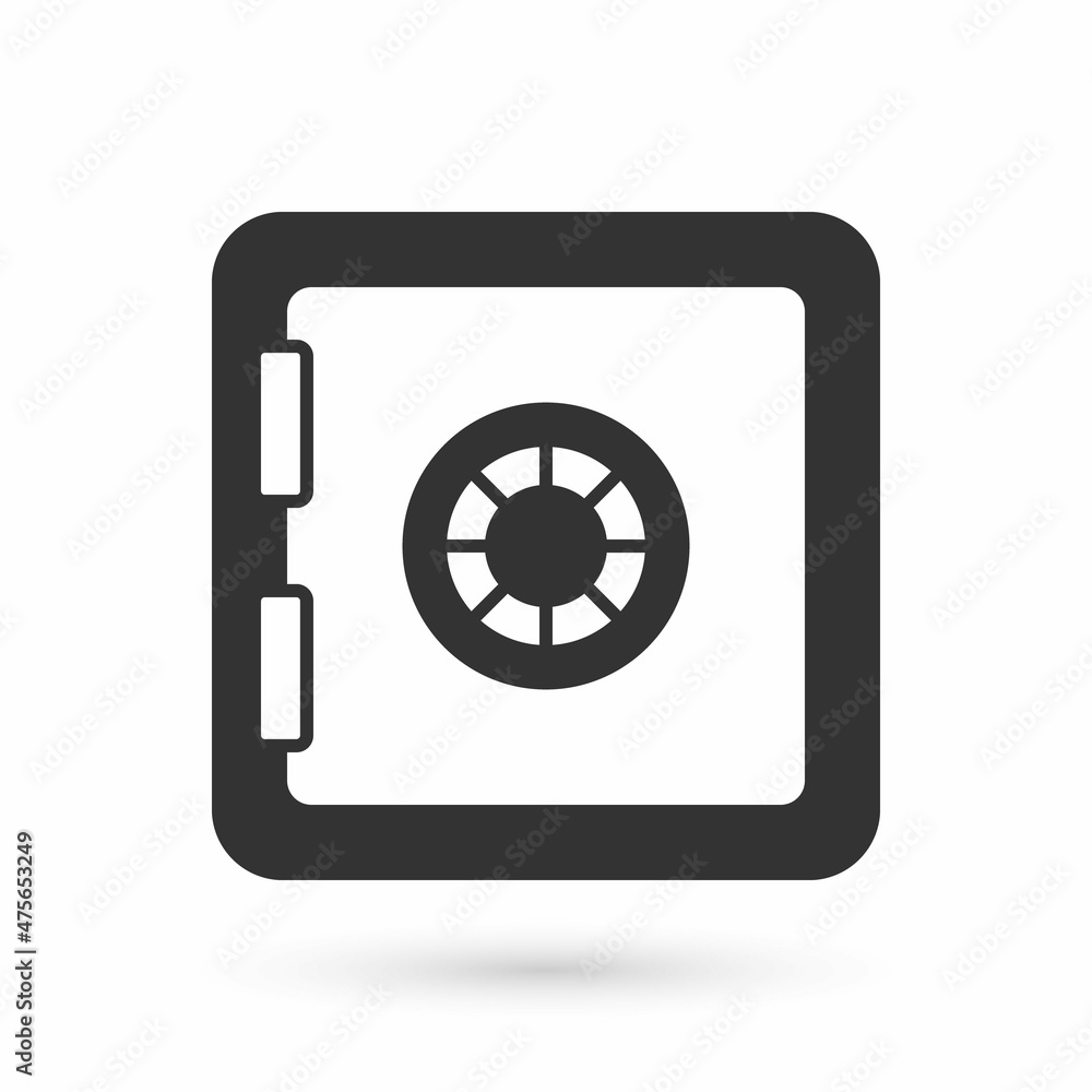 Grey Safe icon isolated on white background. The door safe a bank vault with a combination lock. Reliable Data Protection. Vector