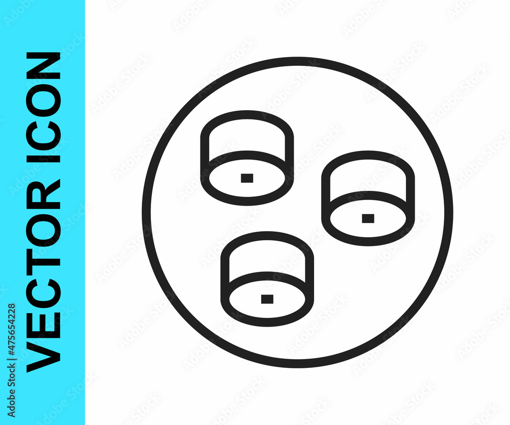 Black line Sushi icon isolated on white background. Traditional Japanese food. Vector Black line Sushi icon isolated on white background. Traditional Japanese food. Vector