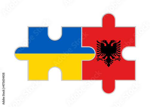 puzzle pieces of ukraine and albania flags. vector illustration isolated on white background