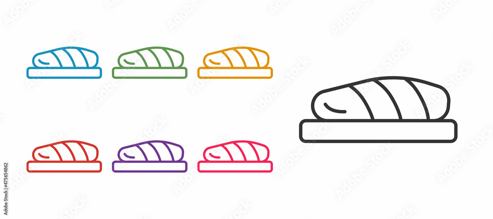 Set line Fish steak icon isolated on white background. Set icons colorful. Vector Set line Fish steak icon isolated on white background. Set icons colorful. Vector