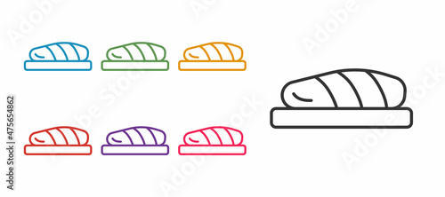 Set line Fish steak icon isolated on white background. Set icons colorful. Vector