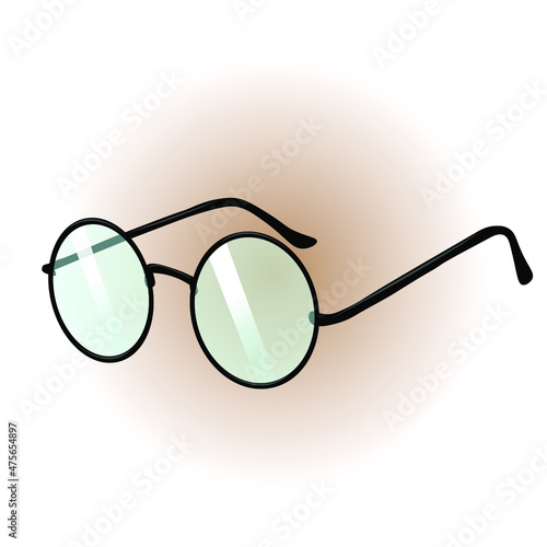 Round glasses with black frames. Vector illustration