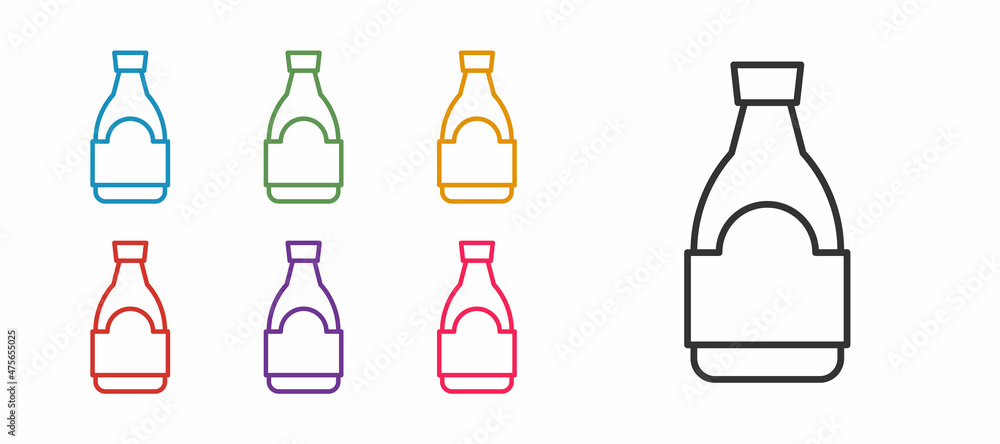 Set line Soy sauce bottle icon isolated on white background. Set icons colorful. Vector Set line Soy sauce bottle icon isolated on white background. Set icons colorful. Vector