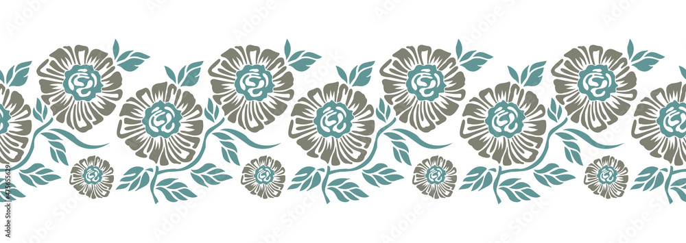Seamless abstract flower border design Stock Vector | Adobe Stock