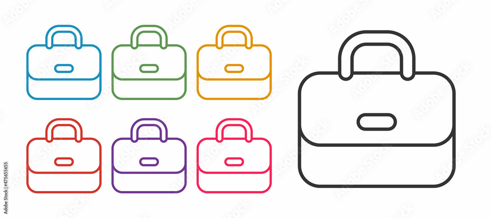 Set line Briefcase icon isolated on white background. Business case sign. Business portfolio. Set icons colorful. Vector Set line Briefcase icon isolated on white background. Business case sign. Business portfolio. Set icons colorful. Vector