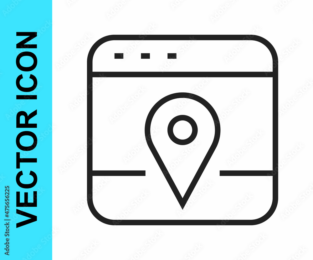 Black line Infographic of city map navigation icon isolated on white background. Mobile App Interface concept design. Geolacation concept. Vector Black line Infographic of city map navigation icon isolated on white background. Mobile App Interface concept design. Geolacation concept. Vector
