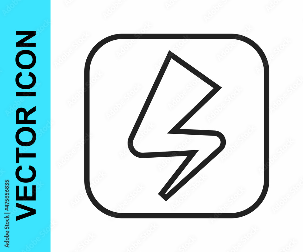Black line Lightning bolt icon isolated on white background. Flash sign. Charge flash icon. Thunder bolt. Lighting strike. Vector Black line Lightning bolt icon isolated on white background. Flash sign. Charge flash icon. Thunder bolt. Lighting strike. Vector