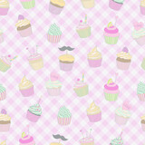 Cupcakes hand drawn pattern seamless background 01