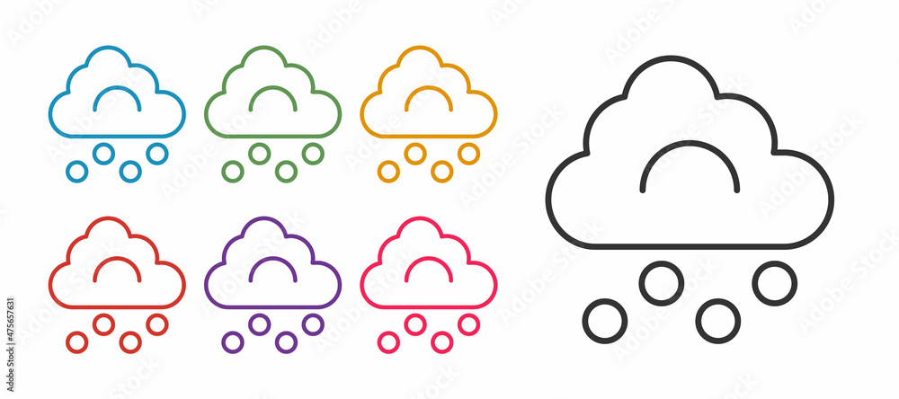 Set line Hail cloud icon isolated on white background. Set icons colorful. Vector Set line Hail cloud icon isolated on white background. Set icons colorful. Vector
