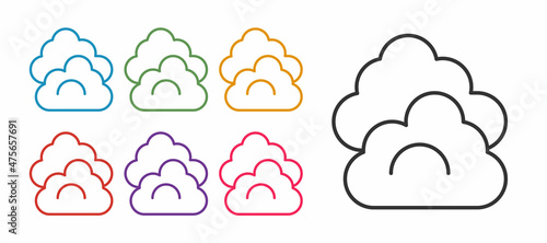 Set line Cloud icon isolated on white background. Set icons colorful. Vector