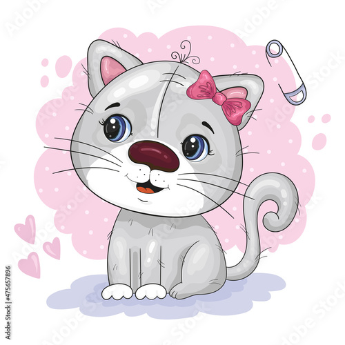 Cute Cartoon cat. Good for greeting cards  invitations  decoration  Print for Baby Shower  etc