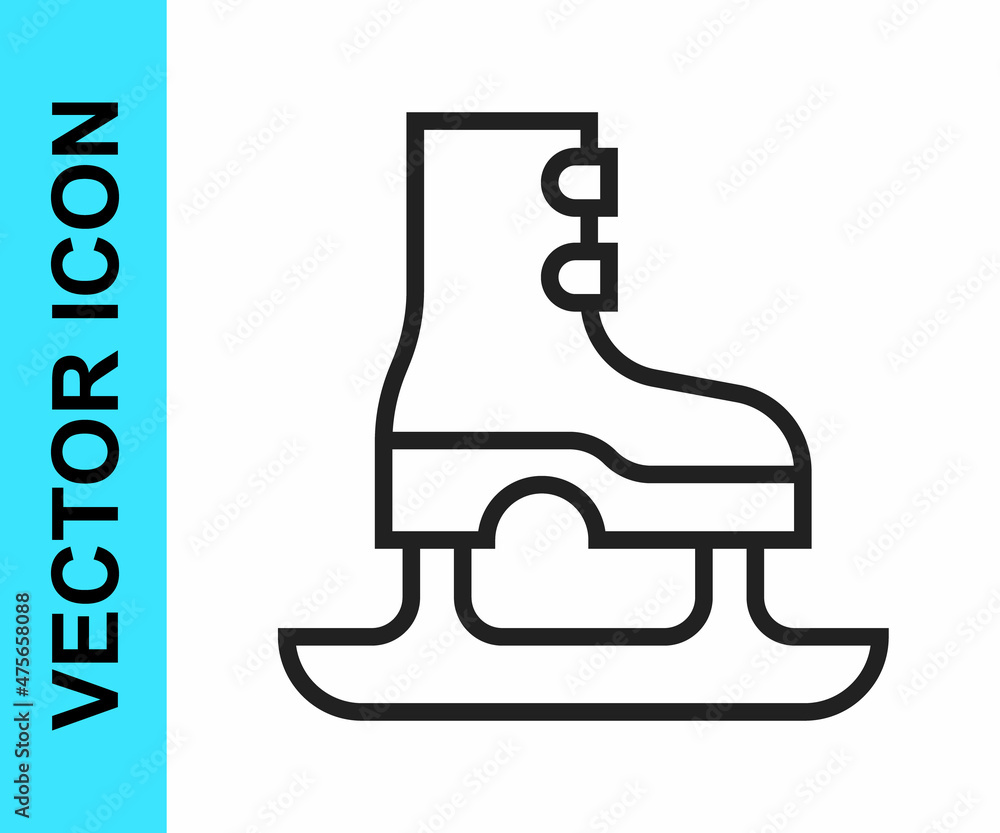 Black line Skates icon isolated on white background. Ice skate shoes icon. Sport boots with blades. Vector Black line Skates icon isolated on white background. Ice skate shoes icon. Sport boots with blades. Vector
