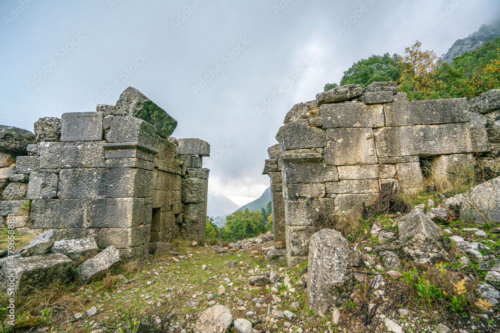Naklejka premium Termessos is one of the best preserved of the ancient cities of Turkey, was founded by the Solims, and concealed by pine forests and with a peaceful and untouched appearance