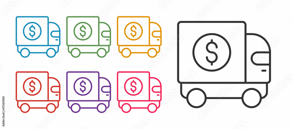 Set line Armored truck icon isolated on white background. Set icons colorful. Vector Set line Armored truck icon isolated on white background. Set icons colorful. Vector