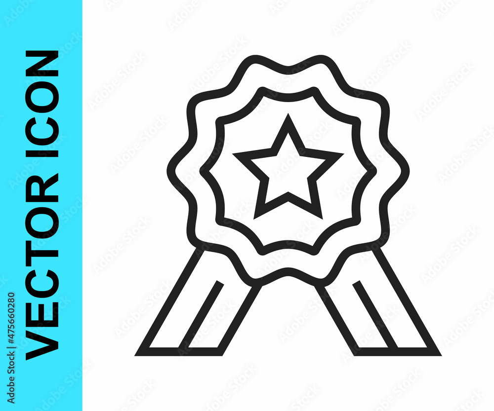 Black line Five stars customer product rating review icon isolated on white background. Favorite, best rating, award symbol. Vector Black line Five stars customer product rating review icon isolated on white background. Favorite, best rating, award symbol. Vector