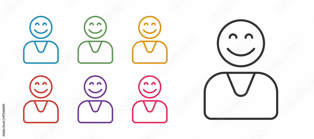 Set line Happy customer icon isolated on white background. Set icons colorful. Vector Set line Happy customer icon isolated on white background. Set icons colorful. Vector