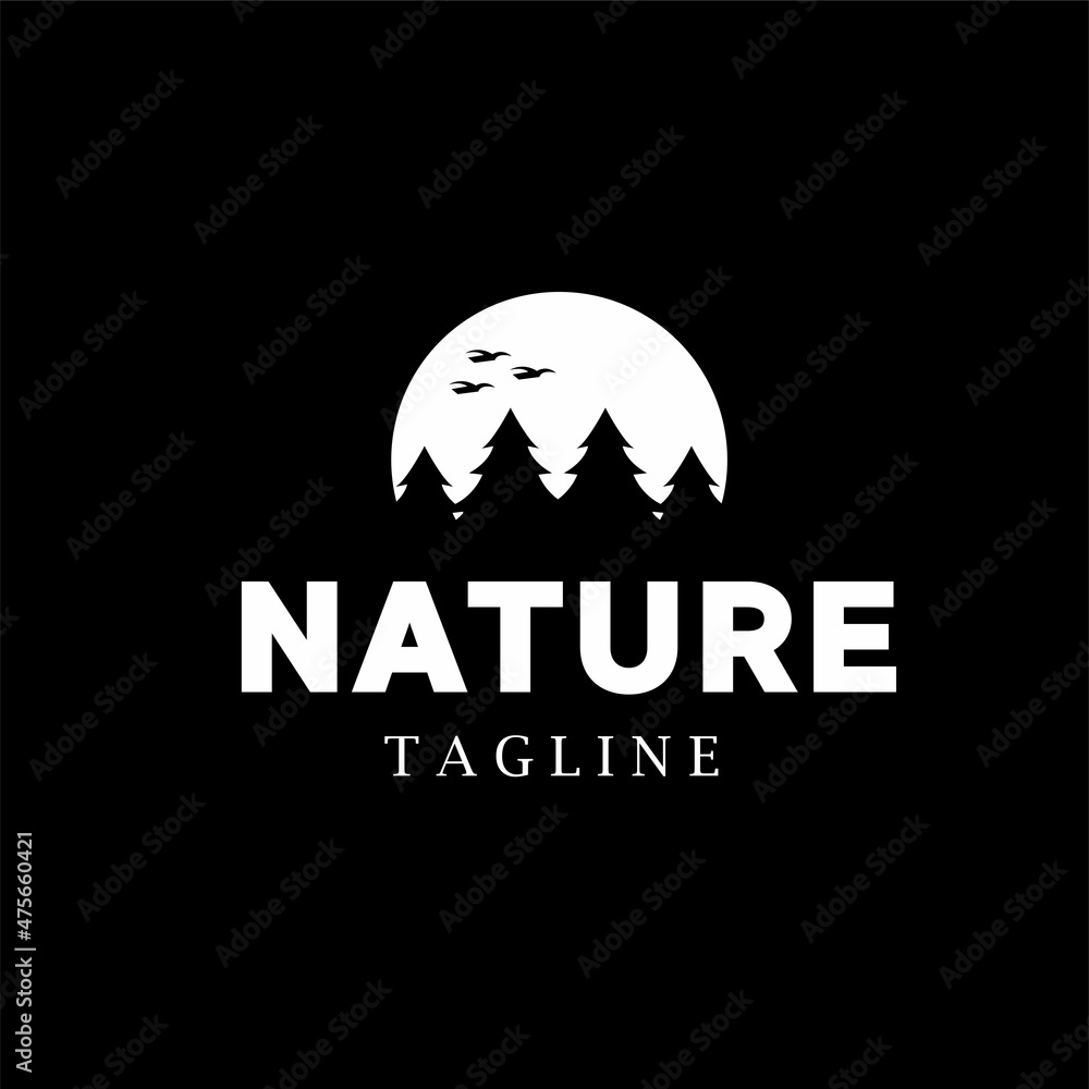 nature night with bird monline logo for brand and company