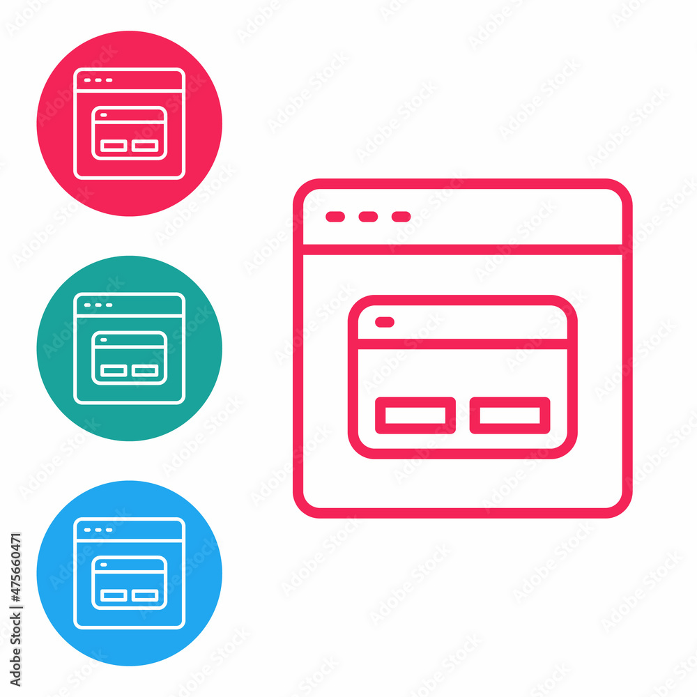 Red line Search engine icon isolated on white background. Set icons in circle buttons. Vector Red line Search engine icon isolated on white background. Set icons in circle buttons. Vector