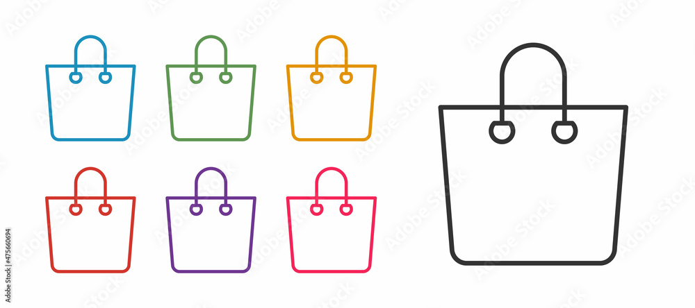 Set line Paper shopping bag icon isolated on white background. Package sign. Set icons colorful. Vector Set line Paper shopping bag icon isolated on white background. Package sign. Set icons colorful. Vector