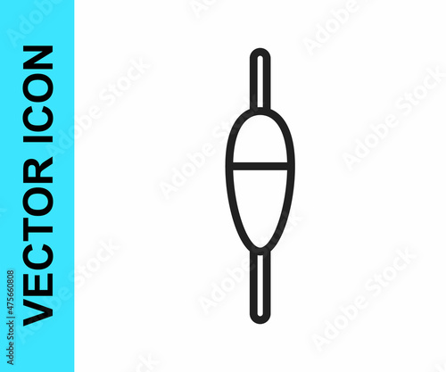 Black line Fishing float icon isolated on white background. Fishing tackle. Vector