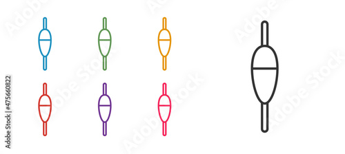 Set line Fishing float icon isolated on white background. Fishing tackle. Set icons colorful. Vector