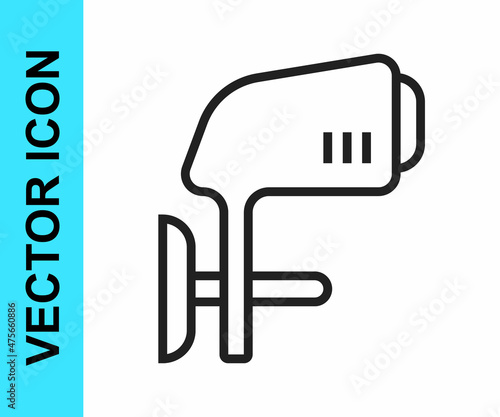 Black line Outboard boat motor icon isolated on white background. Boat engine. Vector