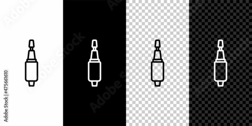 Set line Milling cutter for manicure icon isolated on black and white, transparent background. Apparatus for manicure. Manicure tools. Vector