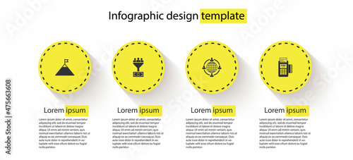 Set Mountains and flag, Lead management, Outsourcing concept and POS terminal. Business infographic template. Vector