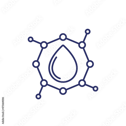 nano particles line icon with a drop
