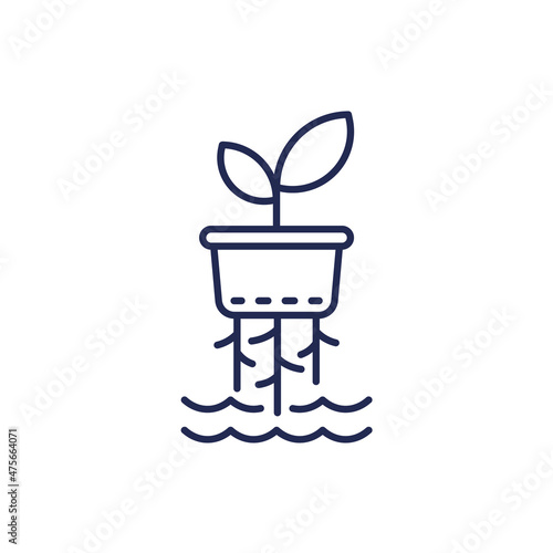 hydroponic farming line icon, vector