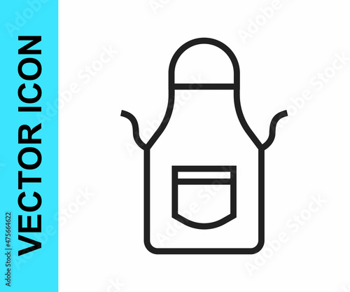Black line Blacksmith apron icon isolated on white background. Protective clothing and tool worker. Vector