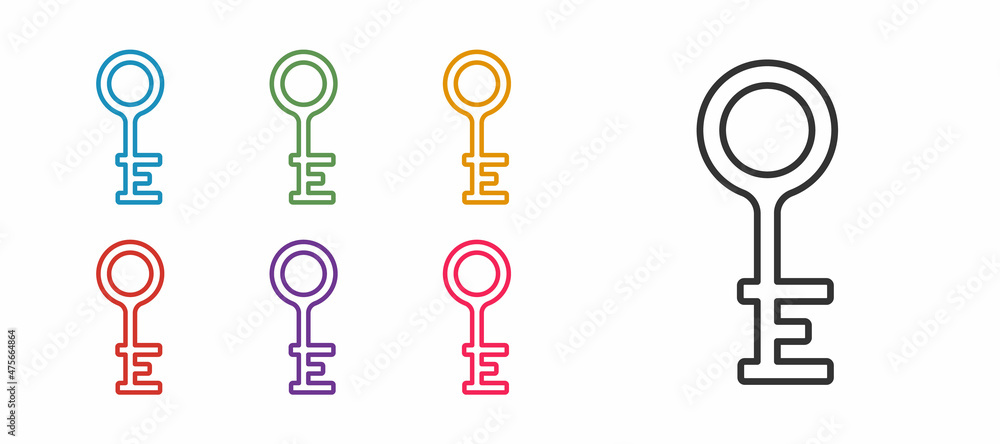 Set line Old key icon isolated on white background. Set icons colorful. Vector Set line Old key icon isolated on white background. Set icons colorful. Vector