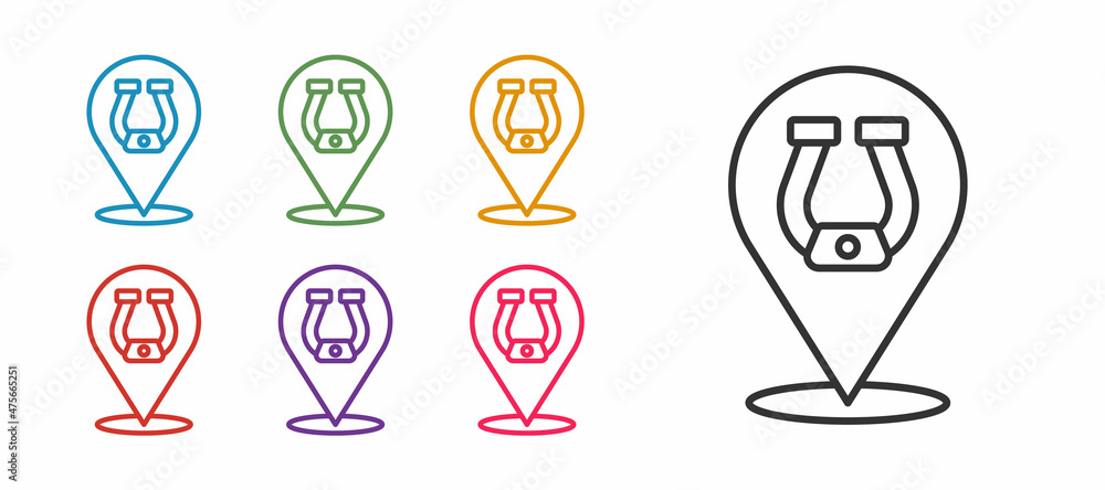 Set line Horseshoe icon isolated on white background. Set icons colorful. Vector Set line Horseshoe icon isolated on white background. Set icons colorful. Vector