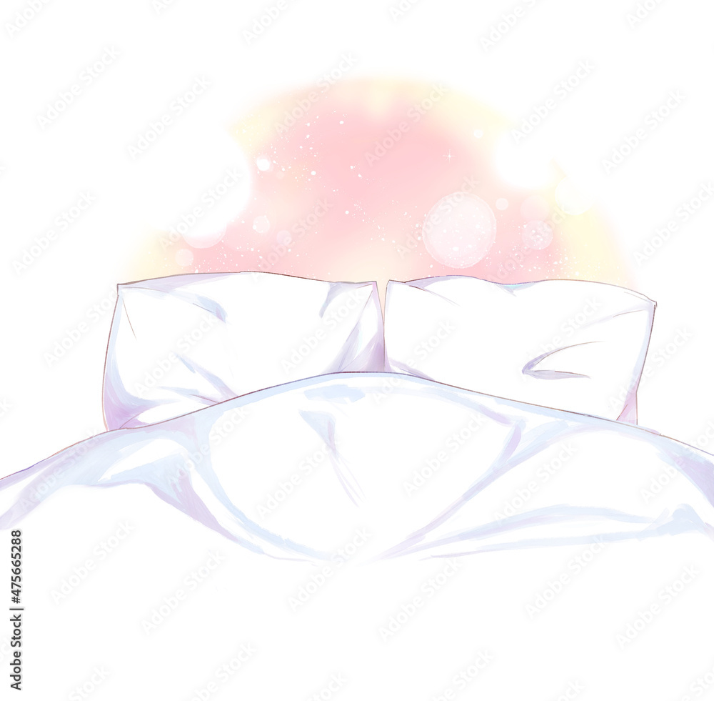 Fototapeta premium ダブルベッドの枕と布団