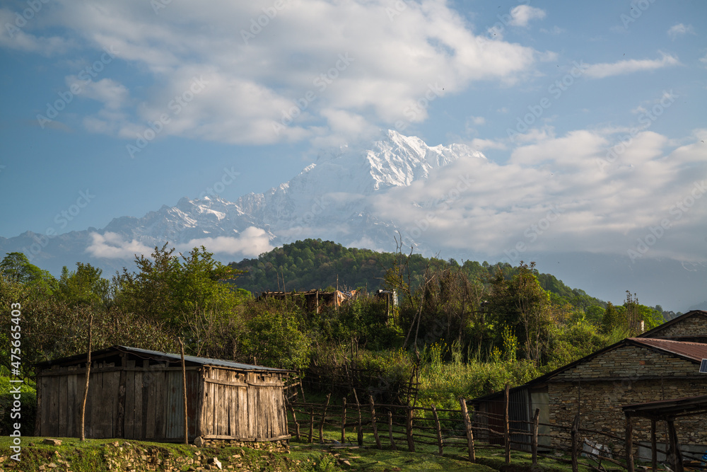 Pothana village in Nepal druing the Annapurna Sanctuary trek Pothana village in Nepal druing the Annapurna Sanctuary trek