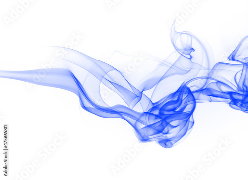 Blue smoke abstract on white background for design