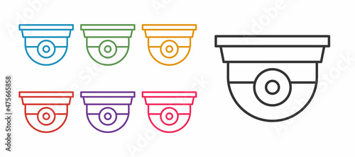 Set line Security camera icon isolated on white background. Set icons colorful. Vector