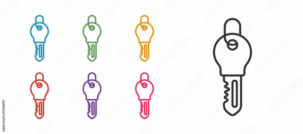 Set line Key icon isolated on white background. Set icons colorful. Vector Set line Key icon isolated on white background. Set icons colorful. Vector