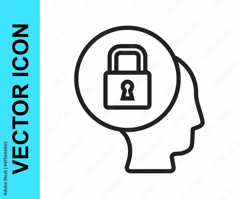 Black line Lock icon isolated on white background. Padlock sign. Security, safety, protection, privacy concept. Vector Black line Lock icon isolated on white background. Padlock sign. Security, safety, protection, privacy concept. Vector
