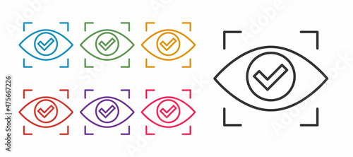 Set line Eye scan icon isolated on white background. Scanning eye. Security check symbol. Cyber eye sign. Set icons colorful. Vector