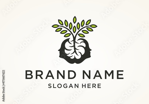 Brain Tree People Logo Vector