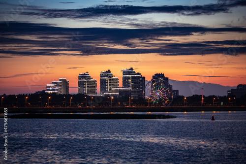 Summer night sunset panorama city Kazan, Republic of Tatarstan. Concept Travel Beautiful Russia