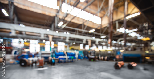 Factory workshop abstract industrial metal plant blur background