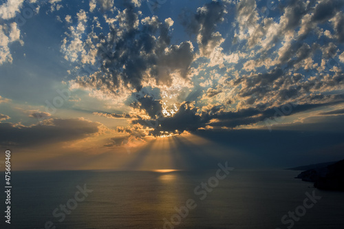Beautiful cloudy sunset in Zante, Ionian island, Greece  photo