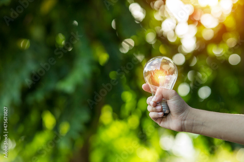 light bulb against nature, icons