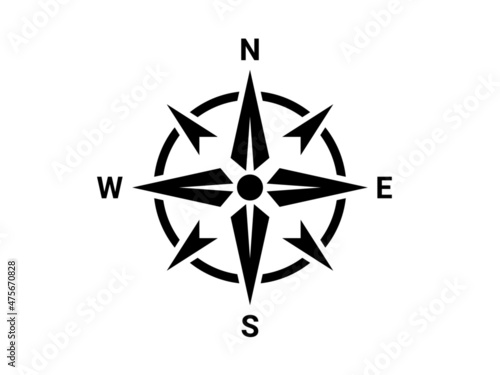 Map direction symbol. North sign. Black compass.