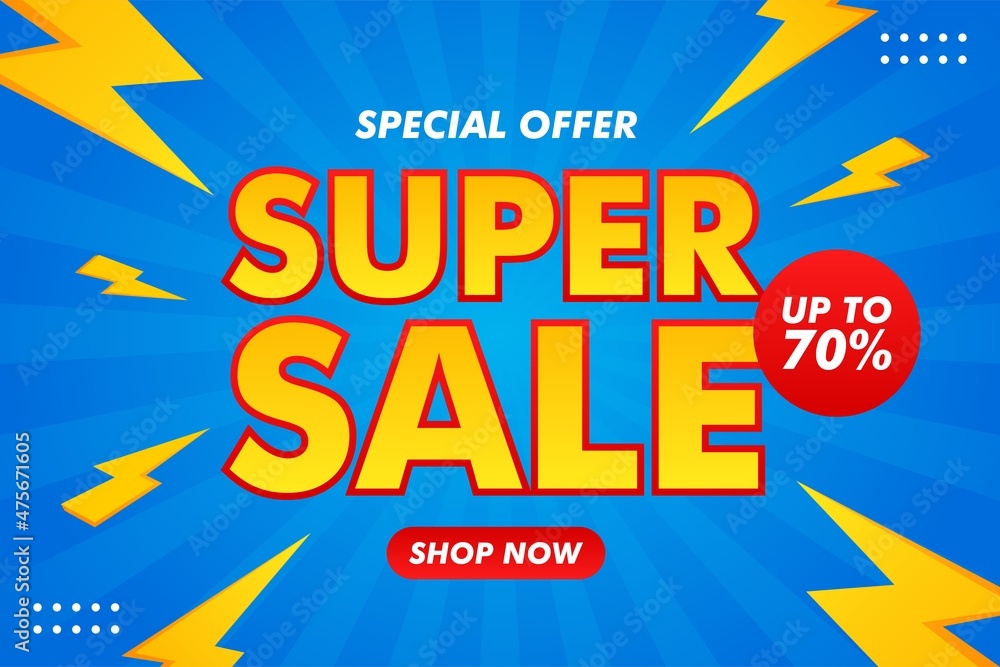 Super Sale Banner - Vector Gradient Design Illustration : Suitable for Business Theme, Shopping Theme, Promotion Theme, Advertising Theme, Infographics and Other Graphic Related Assets.