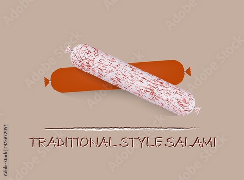 Traditional style salami card, vector illustration