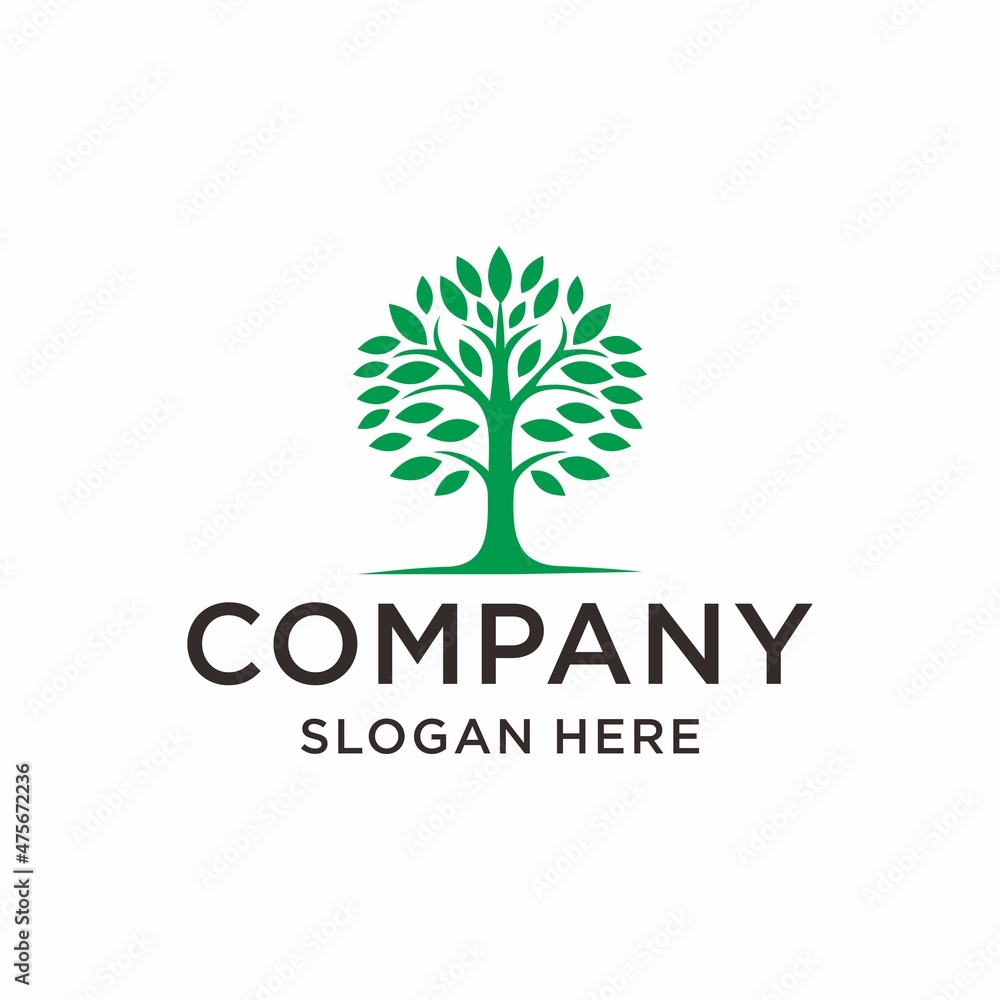 Company nature tree logo template Premium Vector