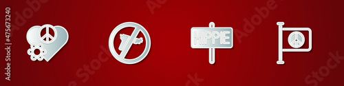 Set Love peace, No war, Peace and Flag icon. Vector